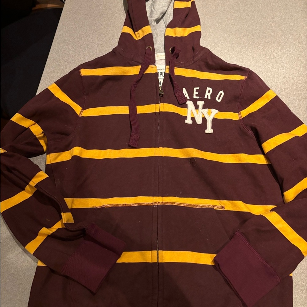 Aeropostale Brown and Yellow Lightweight sweater